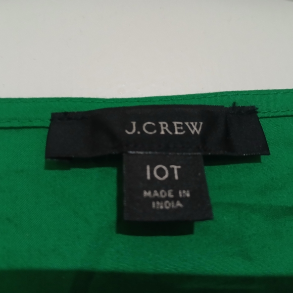 J. Crew Vibrant Kelly Green Long Sleeve Poplin Dress - Picture 7 of 16